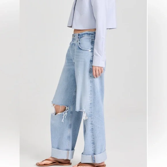 🎉HP🎉 Citizens of Humanity Ayla Baggy Cuffed Cropped Jeans in Pagoda - Picture 3 of 6